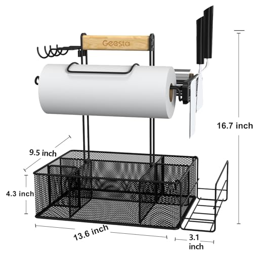 Geesta Grill Caddy - BBQ & Picnic Caddy with Paper Towel & Magnetic Tool Holders, Condiment Storage for Camper & Tailgate - Image 7