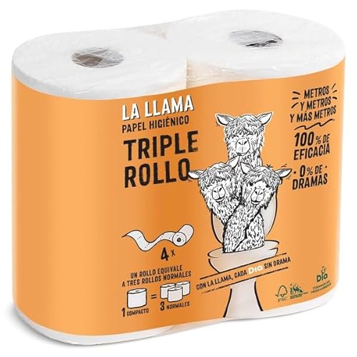 DIA LA LLAMA papel higiénico triple rollo bolsa 4 unidades