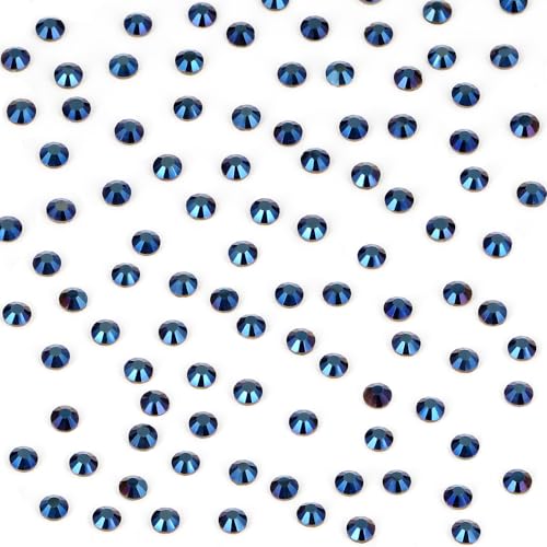 Image of Bymitel Hotfix Crystal Rhinestones Round Gems Iron on DIY Jewelry Making Flat Back for Crafts,Mine Blue, 1.3mm(SS3 /2880pcs)
