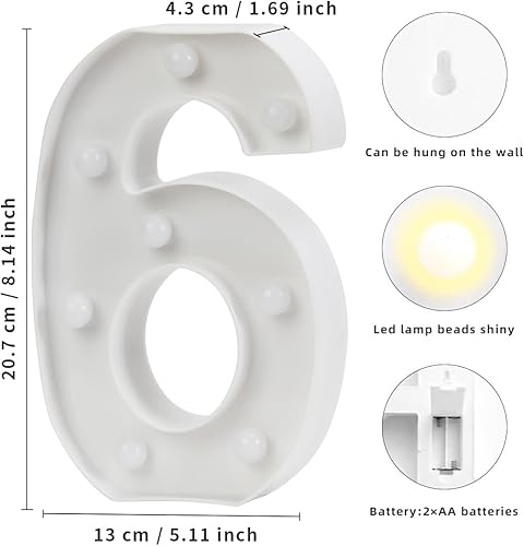 Miniatura 23 de Laerjin Light Up Letters, LED Marquee Letter Lights with Desk Table Lamp, for Party Wedding Decor - Battery Operated Alphabet Initials Lamp - Number