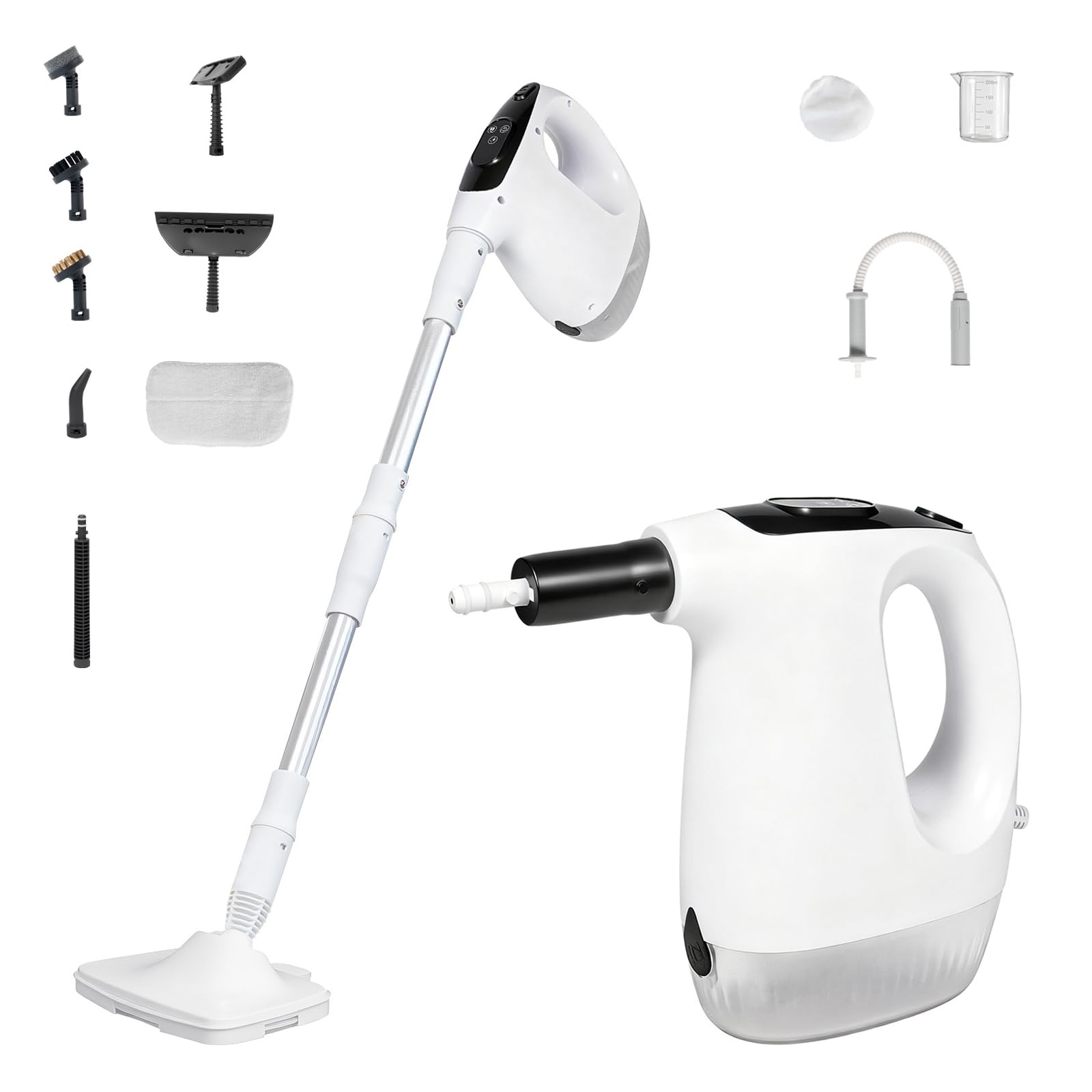 Multifunktionaler Dampfreiniger & Wischmopp, 15S Schnelle Aufheizung Dampfwischer, 230°F Heißdampf, Dampfreiniger & Dampfbesen für Alle Böden, Teppiche, Fenster, Badezimmer und Küchen