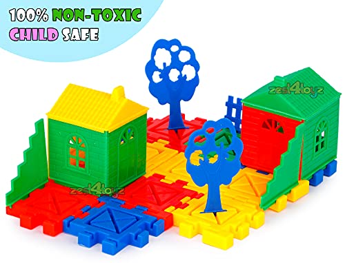 Image of Zest 4 Toyz Blocks Toy for Kids DIY Big Size Interlocking House Building Block with Trees & Window Set of 40 Pcs (Multi Color)