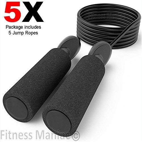 Miniatura 2 de Fitness Maniac Cuerdas de saltar de 5 unidades para entrenamiento de boxeo, salto de velocidad, ejercicio, fitness, hombres, mujeres, adultos,