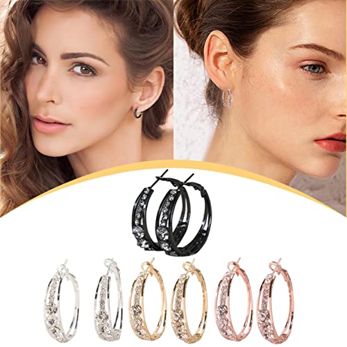Hoop Earrings for Women 24mm Small Personalized Rhinestone Hoops Statement Accessories Jewelry Gifts for Ladies4