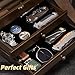 Knife Display Case, Knife Collection Display Holder with Glass Lid, 3-Layer Wooden Pocket Knife Case with Drawers