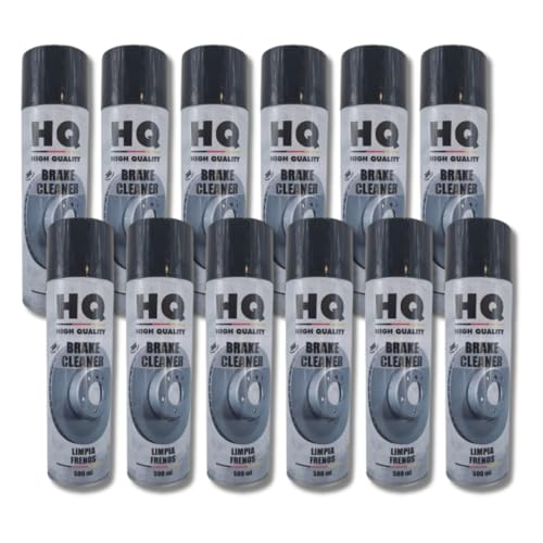 Limpia Frenos HQ 500 ml | Pack DE 12 – Spray Limpiador de Frenos, Elimina Grasa, Aceite y Residuos en Frenos. | 500 ml