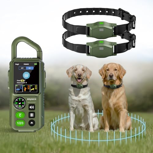 Wireless Dog Fence for 2 Dogs - Electric Dog Fence Wireless, Perimeter Dog Collar with Adjustable Radius up to 656 ft in Open Areas, Outdoor Use, Waterproof, Rechargeable (Olive Green - for 2 Dogs)