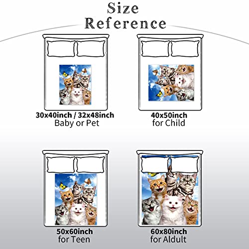 Smile Cat Throw Blanket, Soft Plush Kitten Fuzzy Flannel Blanket, Cartoon Cat Print Throws Blankets For Cat Lover, 50X60 Inch All Season For Teen Boys Girls Home Office Couch Sofa Bed Camping #TOP1