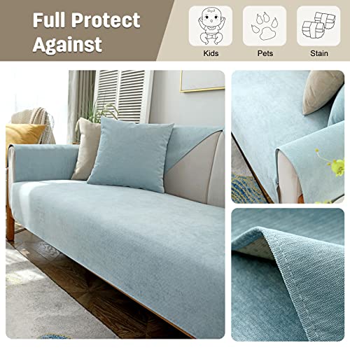 VanderHOME Solid Colour Sofa Cover 1/2/3/4 Seater Waterproof Sofa Cover in Various Sizes Non-slip Furniture Protector Sofa Cover for Dogs 110 * 180cm-aqua blue-seat cover(Only 1 piece - Image 3
