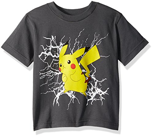 Pokemon Big Boys Pikachu Lightning Poly Performance Short Sleeve Tee, Charcoal Heather, Large/14/16
