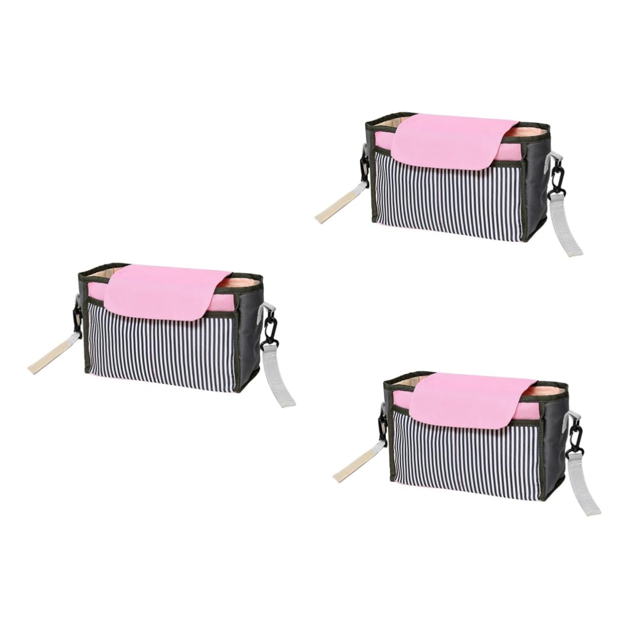 TOYANDONA 3 Pezzi Borsa da Appendere per Passeggino di Capacità Organizer per Biberon Pannolini Giocattoli Portabicchieri Portaoggetti Portatile Nero