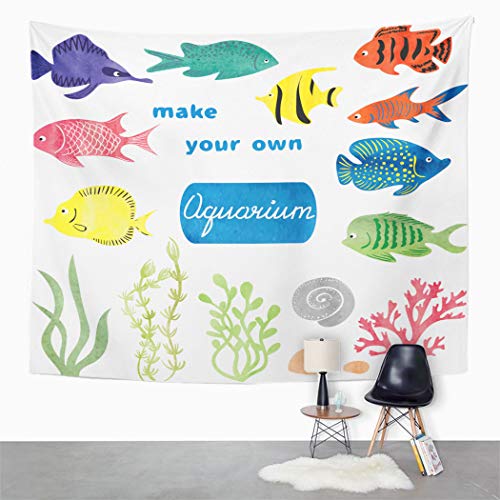 Y·JIANG - Tapiz de peces tropicales para acuario, diseño de peces tropicales, decoración para el hogar, dormitorio grande, manta para colgar en la pared para sala de estar, dormitorio, 203 x 152 cm