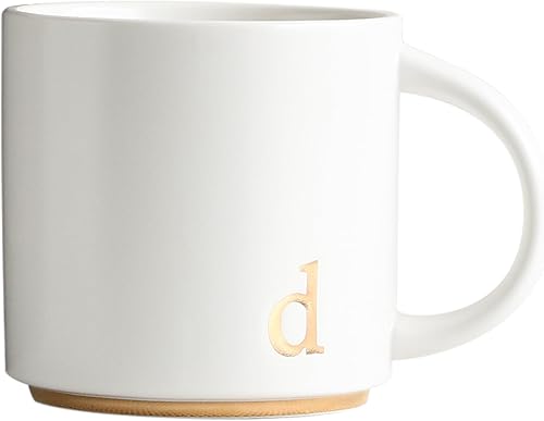 COLLECTIVE HOME - Tazas de cerámica con monograma, tazas de café con inicial dorada de 15 onzas, elegantes tazas de té del alfabeto, elegante taza