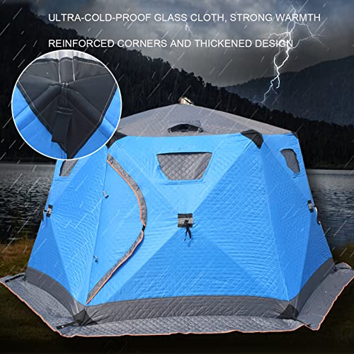 Whyunm26 5-6 Person Hexagonal Large Space Ice Fishing Tent Winter Fishing Shelter Camping Padded Breathable Windproof Thickened Cotton Warm Tent #TOP2