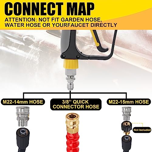 Image of Tool Daily Foam Cannon with Pressure Washer Gun 5000 PSI, Power Washer Gun with 3 /8'' Swivel Quick Connector, Adjustable Foam Blaster, M22 and 1 /4 Inch Quick Connect, 1.5 Liter