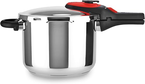 Magefesa Activa2 - Olla a presión de acero inoxidable de 5.3 cuartos de galón, 2 programas de cocción, funciona en todas las estufas, mango rojo disponible en Yaxa Costa Rica