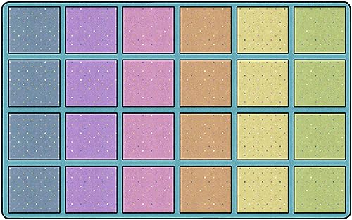 Flagship Carpets Happy Squares Educational Area Rug for Kids Room Seating Décor, Children's Classroom, Play Carpet for Teaching and Playroom, Seats 24, 7'6"x12', Multi-Color
