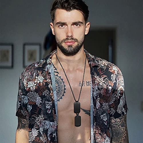 VNOX Dog Tag Necklace for Men Personalized Stainless Steel Military US Army ID Tag Double Dog Tag Dangling Pendant Necklace2