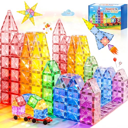 COOLJOYA Magnetische Bausteine 42 Teile, Magnete Kinder Magnetic Tiles...