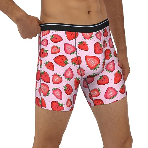 Cute Strawberry Men's Underwear Long Leg Boxer Briefs Stretch Briefs for Men Teens4