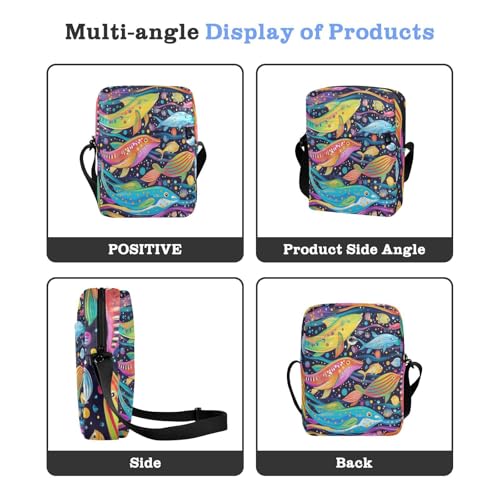 Psychedelic Sea Animals messenger bag crossbody Small Crossbody Bags Shoulder Handbag For Travel Adjustable Strap for outdoor sports business4