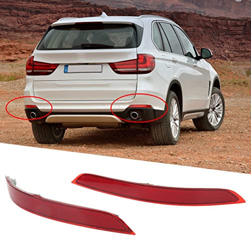 Image of EVGATSAUTO Rear Bumper Reflector, 2PCs Rear Tail Bumper Reflector Assembly Decorative Replacement for X5 F15 2014 2015 2016 2017 2018 63147290091 63147290092