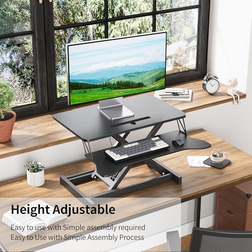 Panana 37" Spring-Assist Standing Desk Converter with Dual-Monitor Keyboard Tray — view 4
