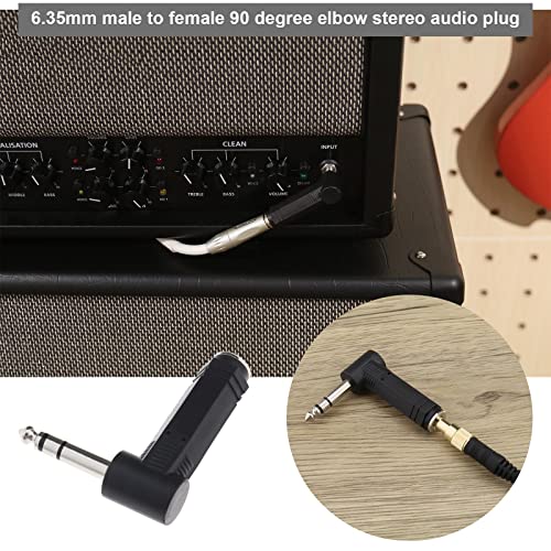 2PCS 1/4 Inch 6.35mm Right Angle Stereo Male Plug to 1/4 Inch 6.35mm Stereo Female Jack Audio Adapter for Electric Guitar Mixer Loudspeaker KTV Equipment - Image 2