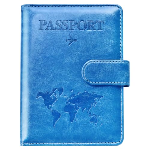 Image of Eoehro Passport Holder for Travel Essentials, Passport Wallet Cover Case for Travel Must Haves Accessories,Passport Book Holders for Women and Men(blue)