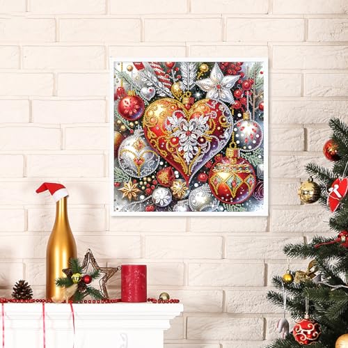 Image of 5D Special Shape Diamond Art Kits for Beginners, Diamond Art Painting Kits for Adults, Crystal Rhinestones Diamond Painting for Home Wall Christmas Decoration Gift 11.8x11.8 inch, Christmas Balls