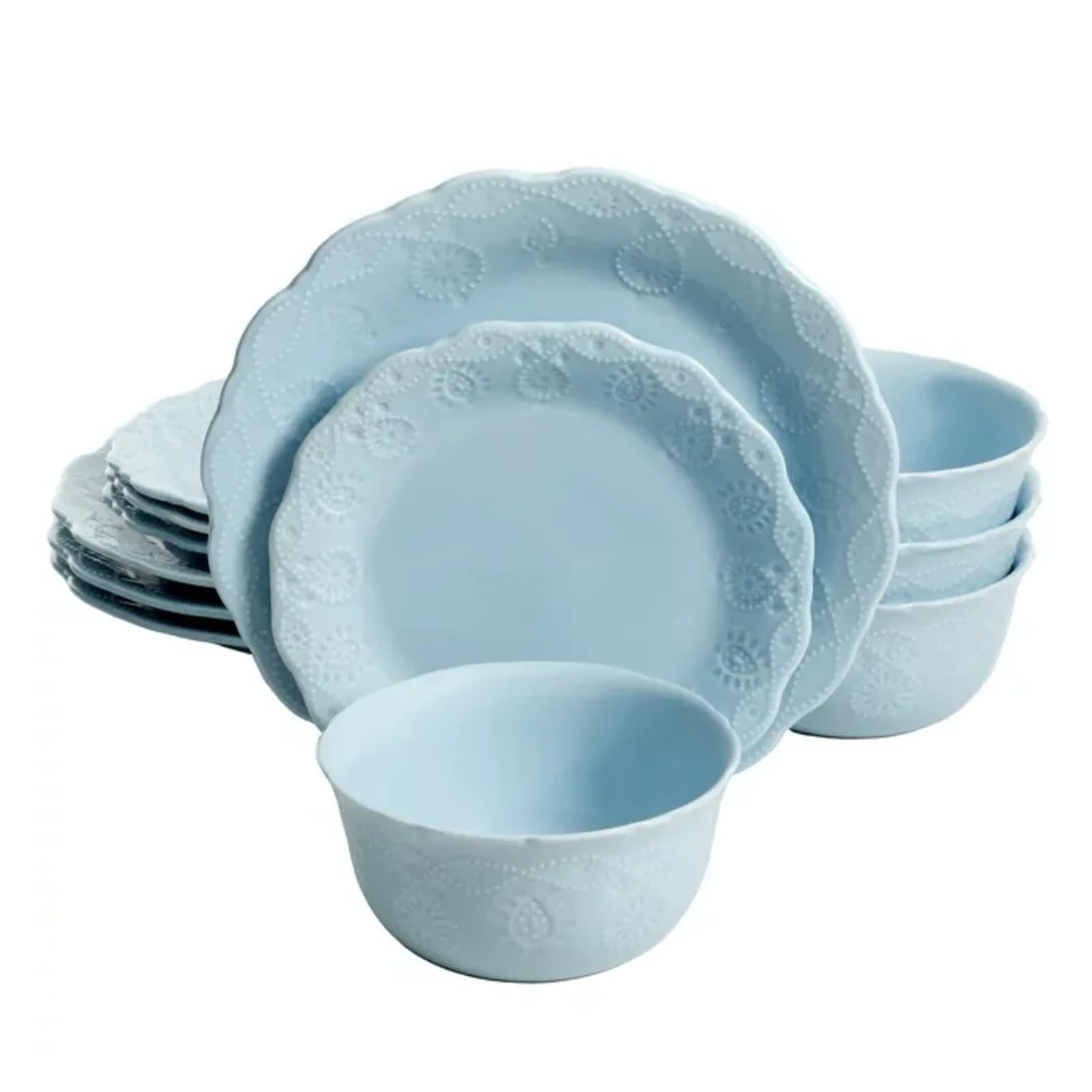 Vaisselle en céramique de 12 pièces avec assiettes et bols chic