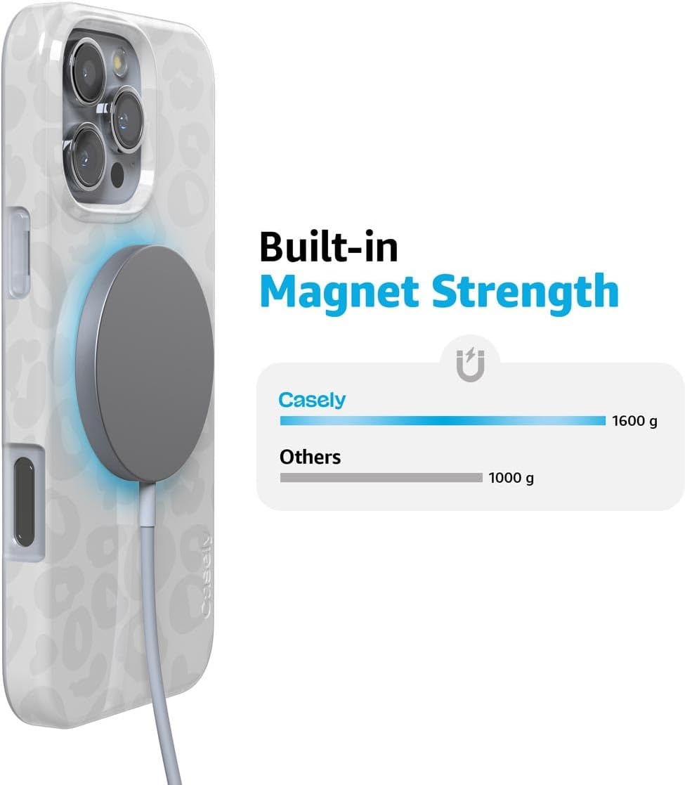 Casely iPhone 16 Pro Case | Into the Wild | White Snow Leopard | Compatible with MagSafe | Classic Ultra Slim Design