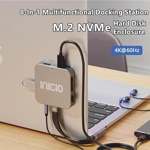 Image of INICIO Magnetic M.2 2230 NVMe SSD Enclosure MagSafe Hub (NO SSD) USB C 3.2 Gen2 4K HDMI SD TF Card Reader PD100W 10Gbps Adapter for iPhone 17 16 15 Pro Max ProRes MacBook iPad Pro Air S26 S25 Android