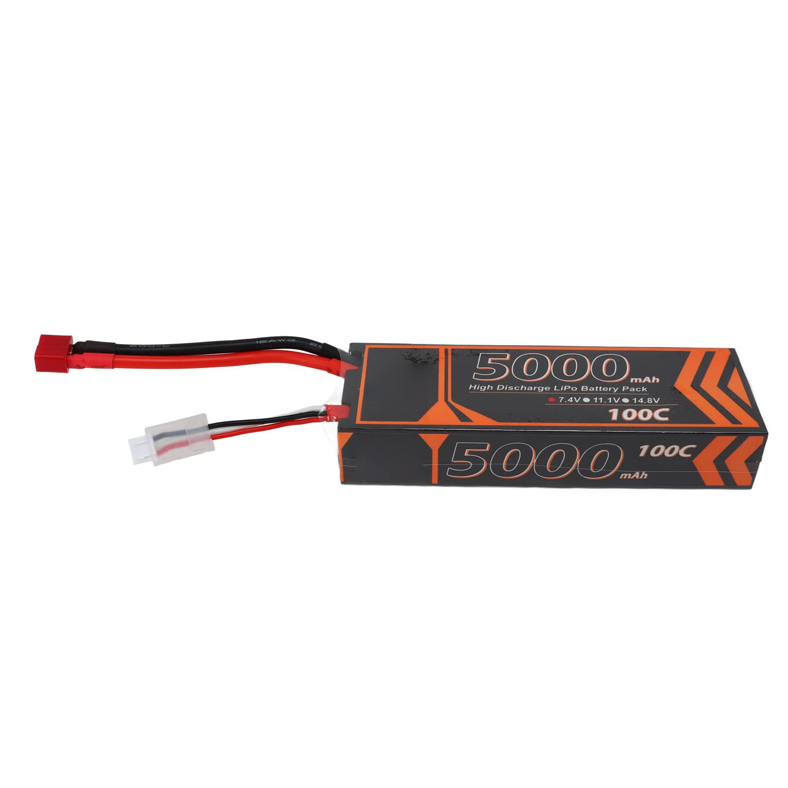 Alomejor Batteria Lipo RC 7.4V 5000mAh 2S 100C, Batteria Lipo Rigida con Spina Rossa a Forma di T per Quadricottero RC Modello FPV Racing