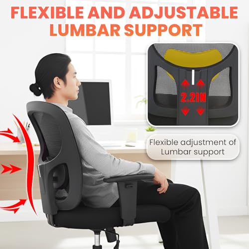 BestOffice Big and Tall Office Chair, 400 lbs Ergonomic Mesh Desk Chair with Lumbar Support and Adjustable armrest Wide Seat Rolling Swivel Task Executive Chair for Home Office (Bl image 2