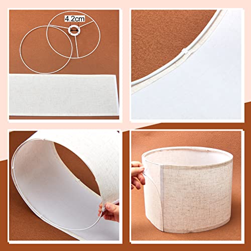 Weewooday 4 Pack Linen Lampshade 10 Inch, Easy Assembly Drum Lamp Shade with E27 & E14 Adapter Ring - Image 3