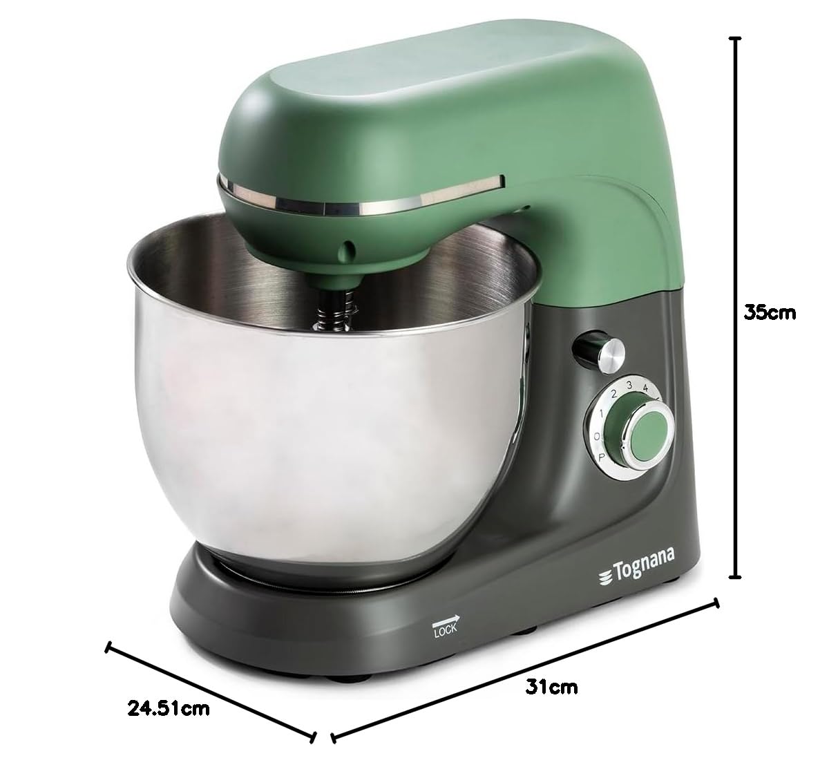 Tognana Iridea, Impastatrice Planetaria 5,3 L, alluminio-acciaio inox, verde
