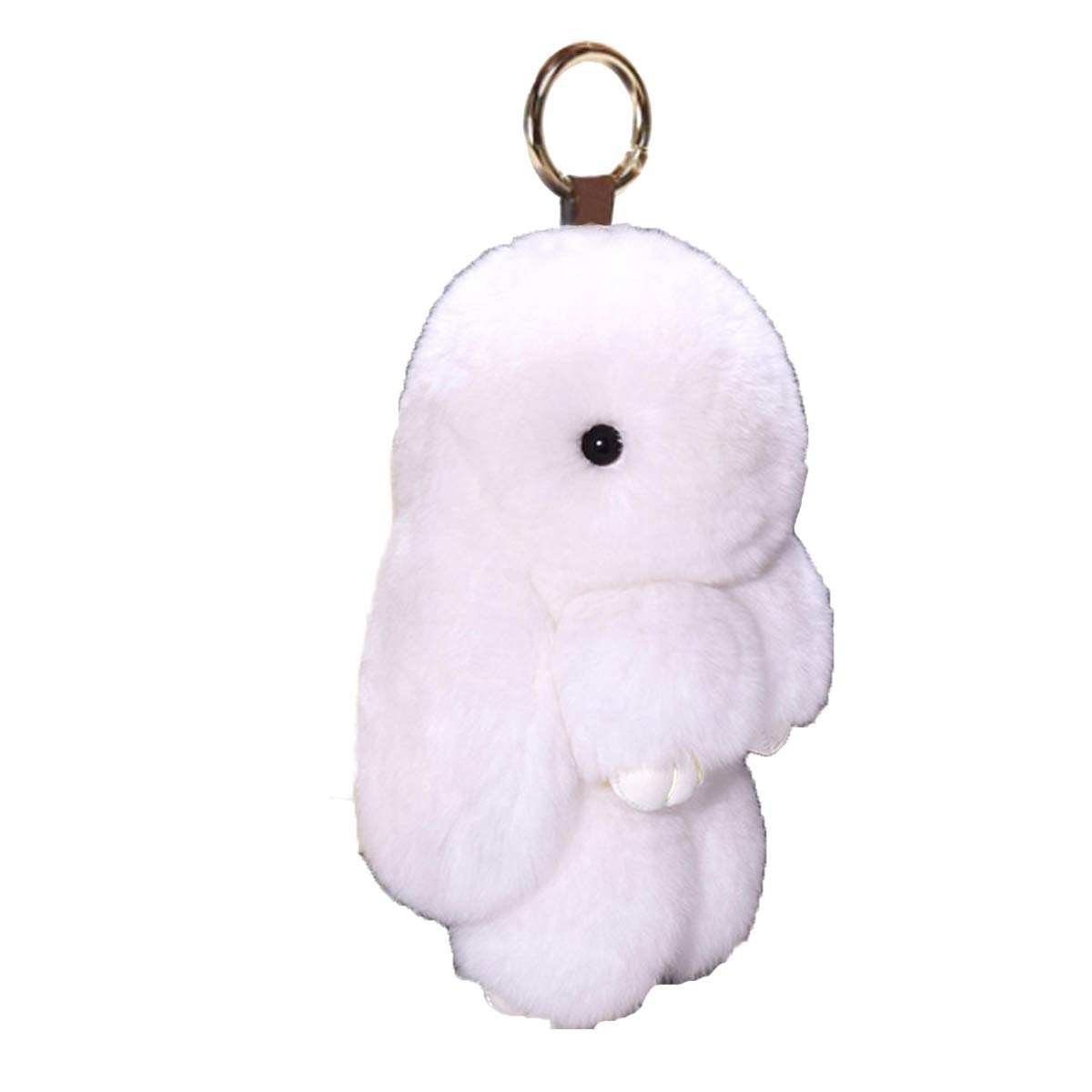 jtkdxqs Soft Cute Bunny Keychain Artificial Rabbit Fur Plush Fluffy Pom pom Key Ring for Women