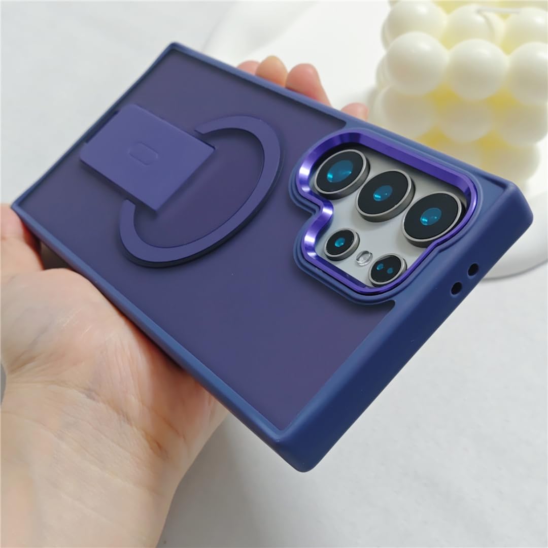 Étui magnétique S25 violet foncé mat avec support pliable - 8
