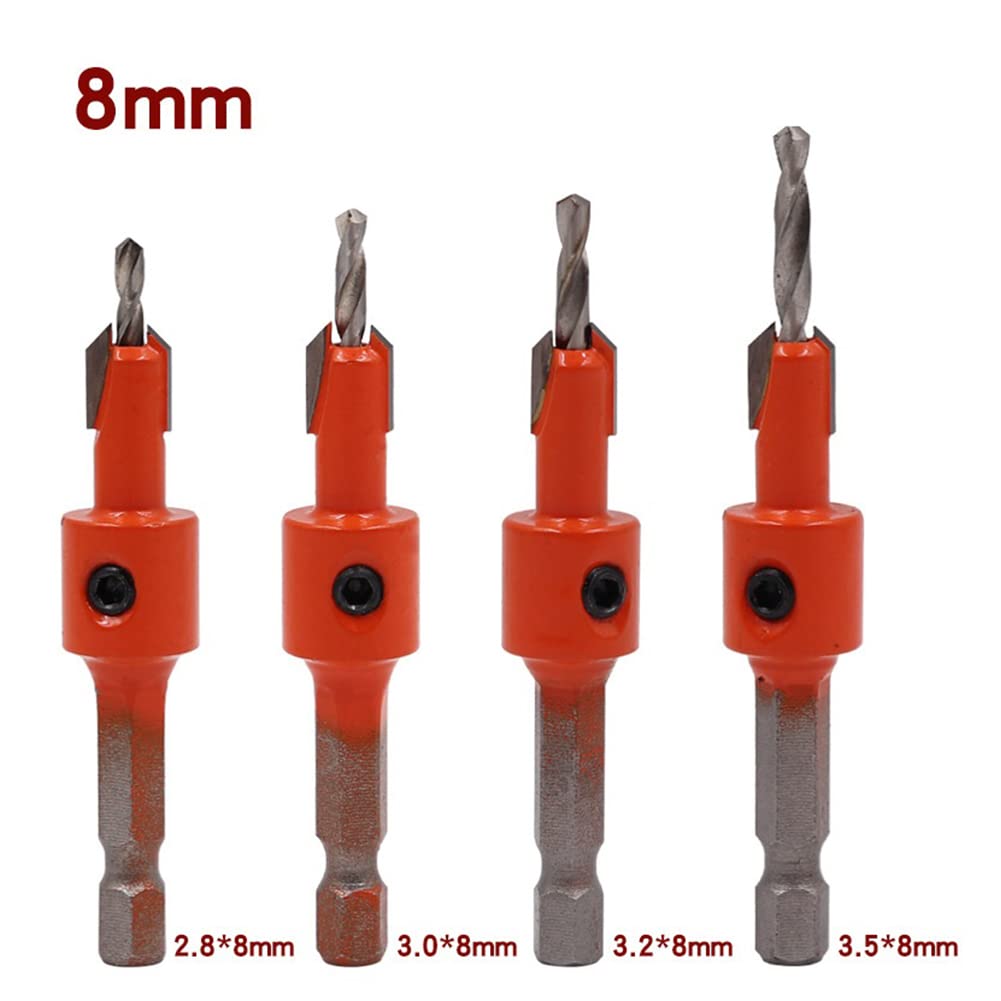 8 sztuk 1/4 "Pogłębiacz Pogłębiacz Pogłębiacz Wiertło Wiertło Wiertło Frezarka do obróbki drewna Śruba Extractor Router