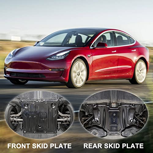 Image of Skid Plate for Tesla Model 3 / Model Y, Splash Shield Cover Under Engine Guard Cover Chassis Guard Plates for Tesla Model 3 2017-2025 / Model Y 2020-2025 Accessories -2PCS (Front+Rear)