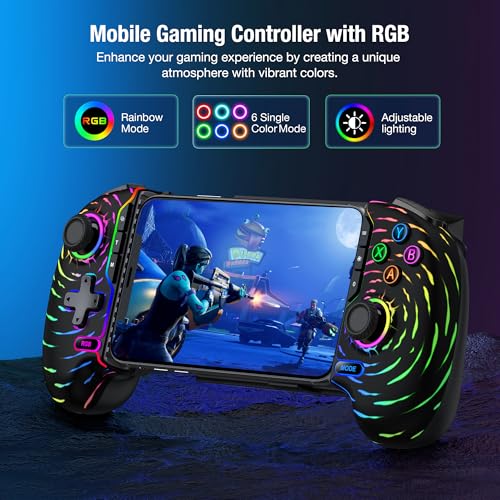 HELLCOOL Controlador móvil de juegos para iPhone y Android, controlador de teléfono para Xbox/Steam/GeForce Now/MFi Apple Arcade/Roblox, controlador de juego de teléfono inalámbrico con joystick de - imagen 4