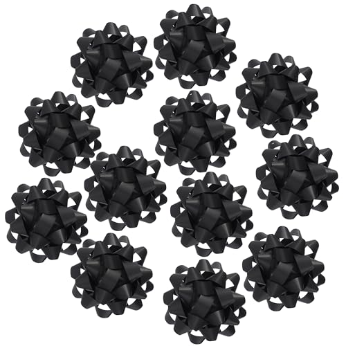 12Pcs Large 4.5 Inch Star Gift Bows for Gift Wrapping and Presents Christmas Bows for Parties Birthdays Weddings or Other Holidays. (Black)