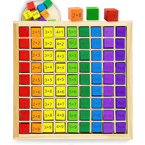 Table de Multiplication en Bois, Jeu d'exercices de Multiplication Mathématique pour les Enfants...