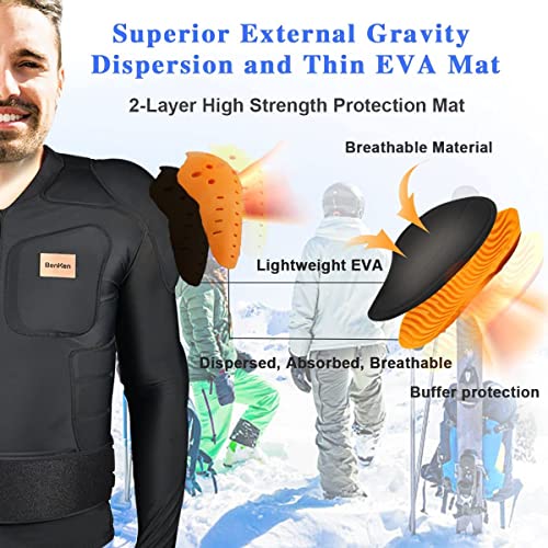 BenKen Ultra Leichter Schutzausrüstung Ski Körper Panzer Rücken Protektor, Außen- Sports Antikollision Backprotector Protektorenjacke für Snowboard Skaten MTB Motorrad Motocross (XL)