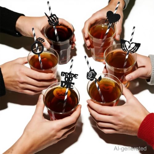Pitillos de papel negro 24 piezas decorativos para fiesta miniatura 3