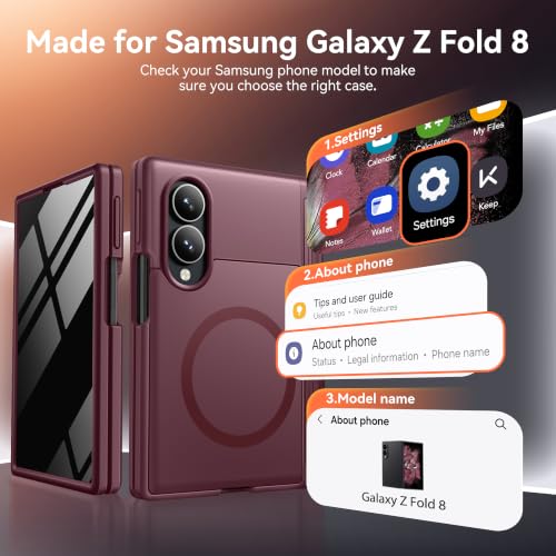 BERFY for Samsung Galaxy Z Fold 8 Case, Compatible with MagSafe, Red by BERFY - Used condition - Image 7