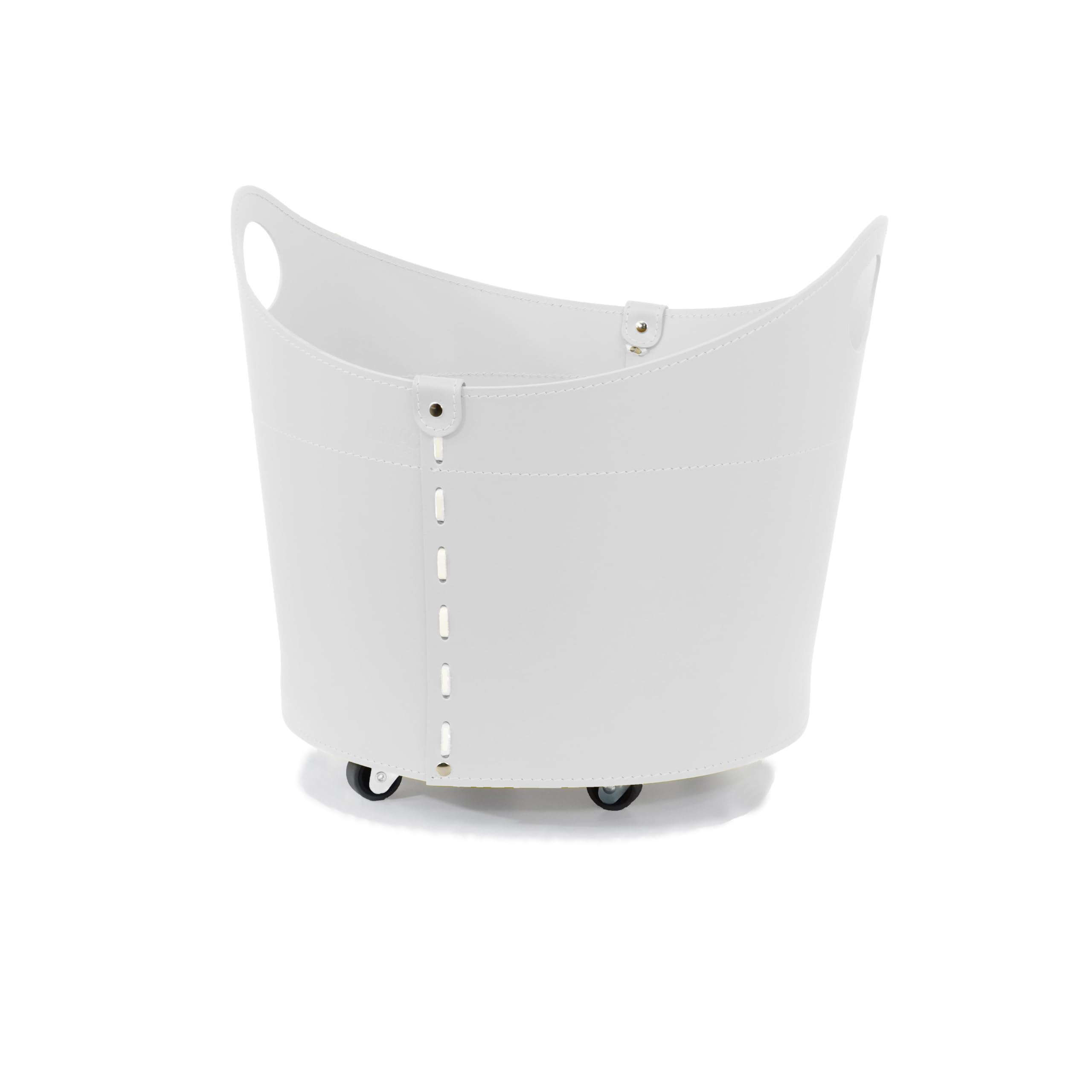 LIMAC Design CADIN HABITA, contenitore in cuoio, borsa multiuso da interno, cesto con ruote gommate, prodotto da Limac Design®. (Bianco)