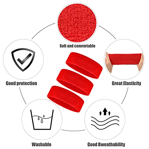 Image of Bememo 12 Pcs Sweatbands Sport Headbands for Men & Women Basketball Headband Sport Competitions Sweat Headbands Running Terry Cloth Moisture Wicking for Yoga,Tennis,Gym,Exercise