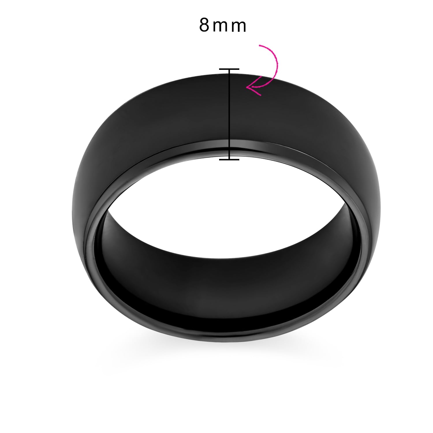 Bling Jewelry Anillo de boda de titanio para parejas, simple y ancho, en forma de cúpula, negro o plateado, para hombres y mujeres, ajuste cómodo, 8MM, talla 5-14